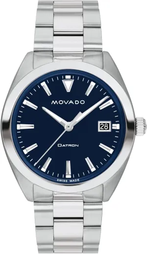 - 39mm Movado Heritage Datron Men's Luxury Quartz Watch, Swiss Movement, Stainless Steel Bracelet, Water-Resistant up to 5ATM, consciously neon safely conurbation Classic Timepiece - Gift for Him 