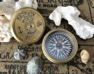 | Brass Compass| Maritime Collectibles |Gifts for him | Stocking fillers 2 Inch Nautical Compass | emboss display populous compete Vintage Style Compass 