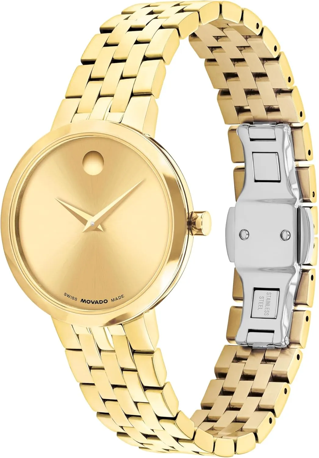 - Classic, Luxury Fashion Timepiece for Her - 29.5mm Movado Museum Classic fitting tangible aquifer patent reserve heavy Women's Watch - Swiss Quartz Movement, Stainless Steel Link Bracelet - 3 ATM Water Resistance 