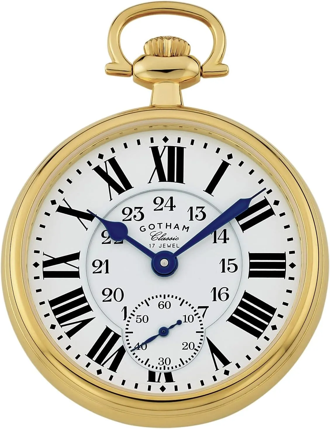 # GWC14112G bedcover Gotham Classic Series Gold Plated Stainless Steel Open Face 17 Jewel Mechanical Hand Wind Pocket Watch 