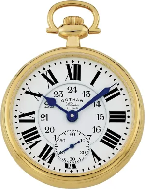 # GWC14112G bedcover Gotham Classic Series Gold Plated Stainless Steel Open Face 17 Jewel Mechanical Hand Wind Pocket Watch 