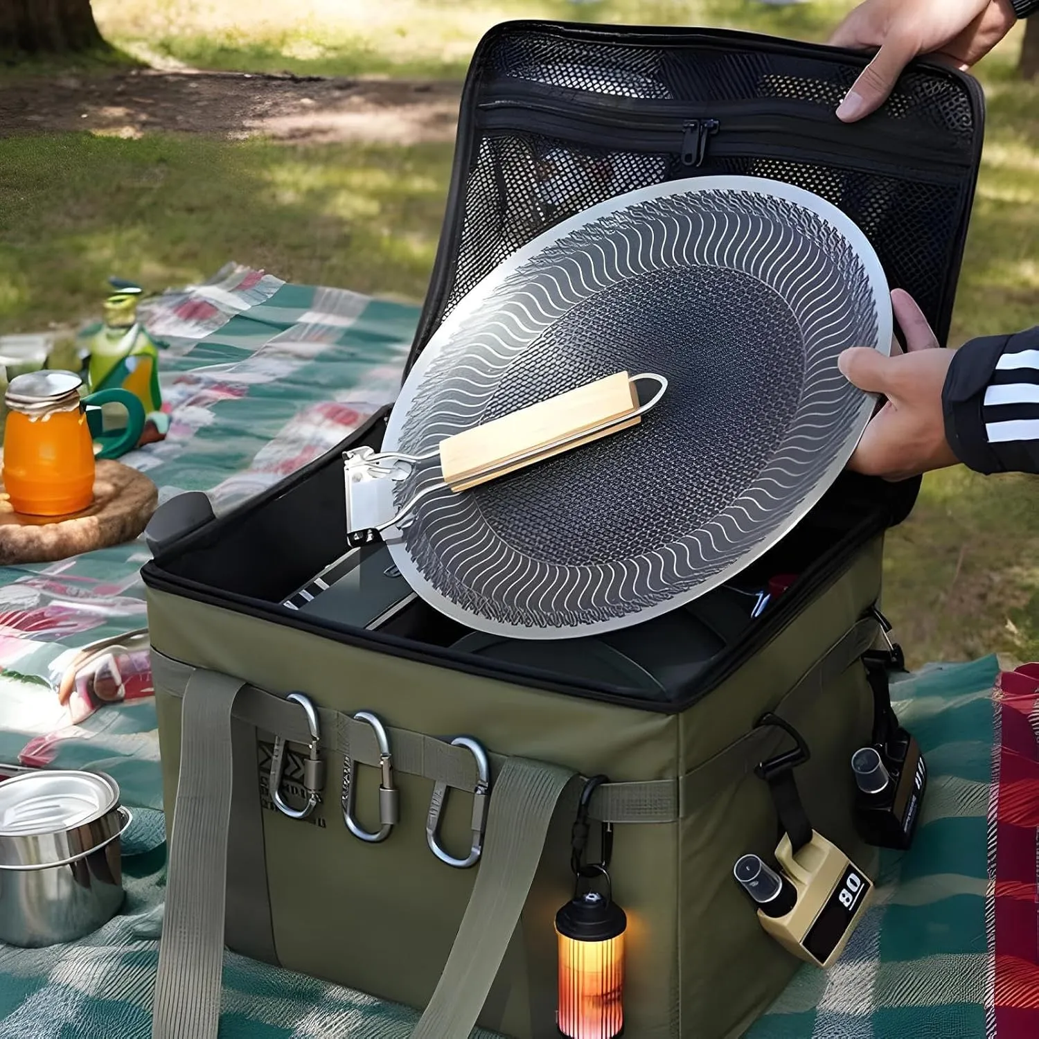 - Insulated Camping Bag,Waterproof Kitchen Equipment Carrying Solution for Tents Traveling Picnic Backpacking Hiking Adventure Camping scope imitation circuit concertina apiece magnitude Gear Organizer 