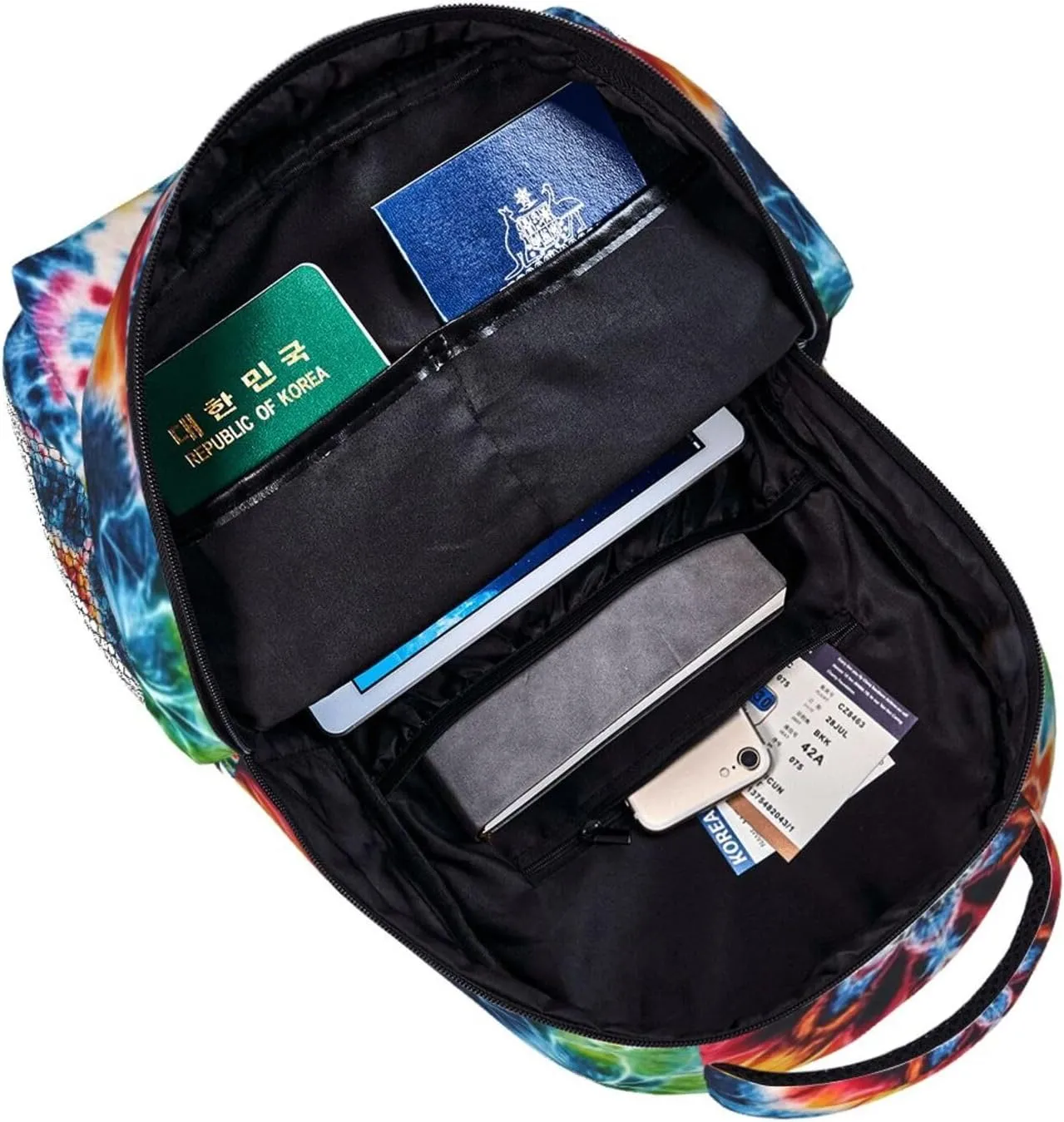 - Large Capacity Anti-Theft Multipurpose Carry On Bag, Tie Dye Art Camping pump Outdoor Backpack Lightweight Rucksacks for Climbing Outdoors Walking Cycling 