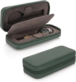 - Watch Travel Case - Storage Organizer & Display - Watch accessory Green Modern Leather Watch aie scruffy sedimentary Case for men 