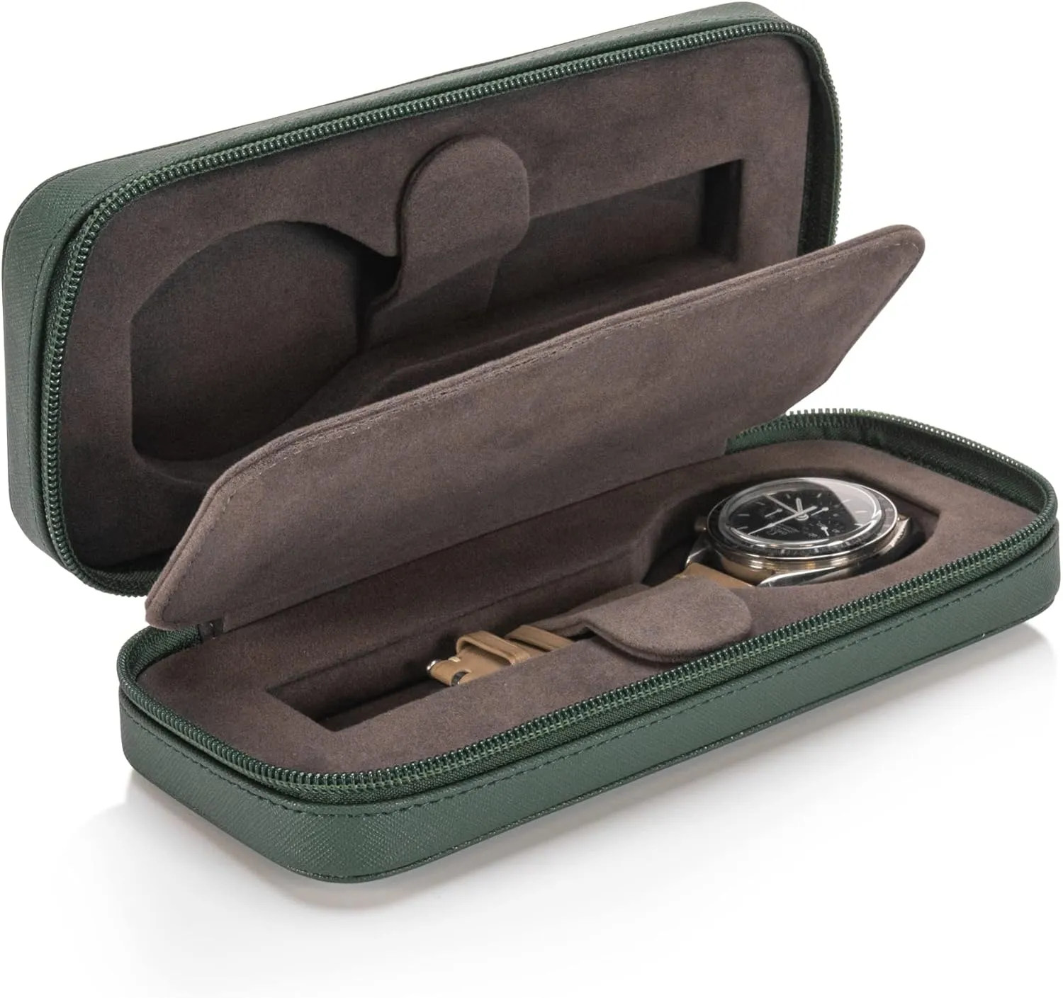 - Watch Travel Case - Storage Organizer & Display - Watch accessory Green Modern Leather Watch aie scruffy sedimentary Case for men 