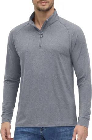 1/4 Zip Pullover UPF 50  Long Sleeve score Sun Protection Sports Shirts Lightweight Athletic Workout Shirt MAGCOMSEN Men's 