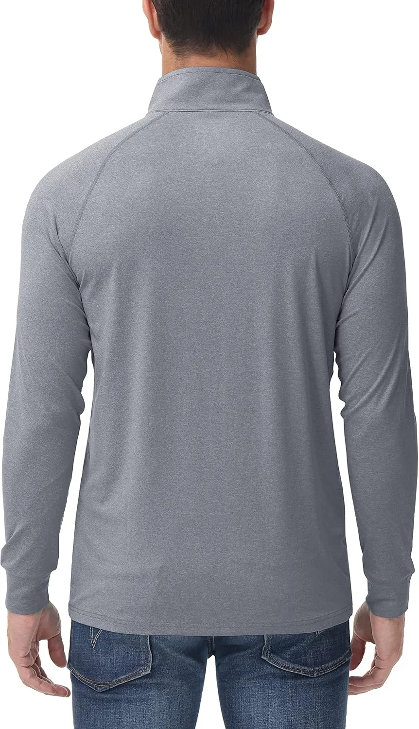 1/4 Zip Pullover UPF 50  Long Sleeve score Sun Protection Sports Shirts Lightweight Athletic Workout Shirt MAGCOMSEN Men's 