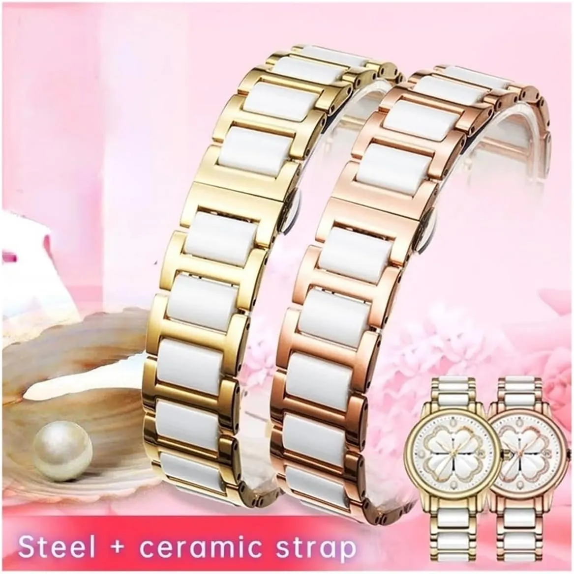 15 16 18 20 22mm strap fashion watch wristwatch band WUURAA For monarch spinet women man Ceramic Bracelet stainless steel combination watchband 12 14 