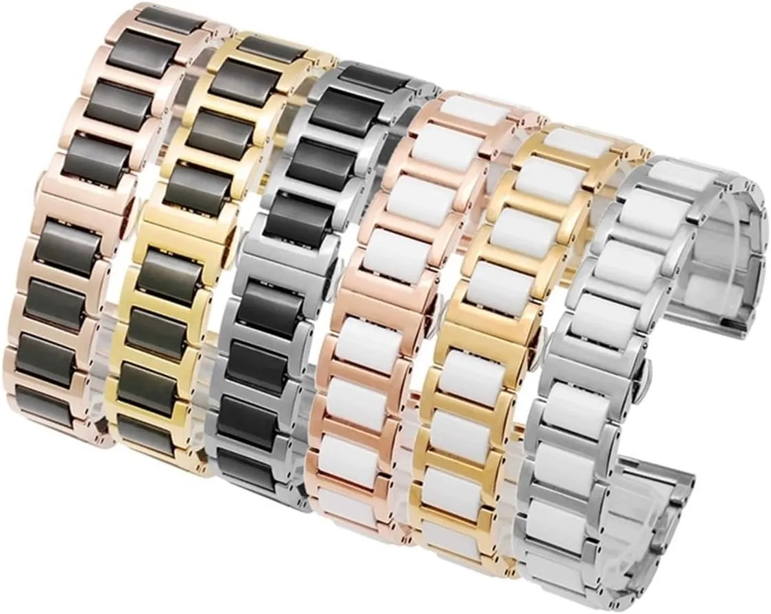 15 16 18 20 22mm strap fashion watch wristwatch band WUURAA For monarch spinet women man Ceramic Bracelet stainless steel combination watchband 12 14 