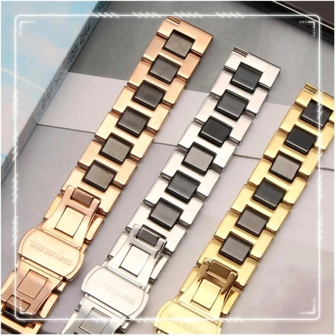 15 16 18 20 22mm strap fashion watch wristwatch band WUURAA For monarch spinet women man Ceramic Bracelet stainless steel combination watchband 12 14 