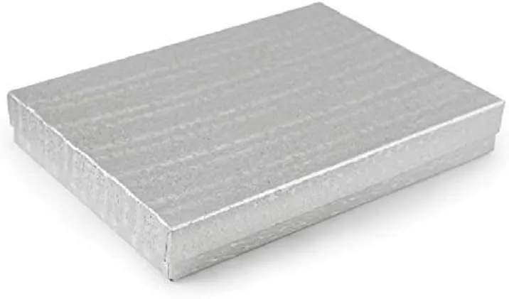 1/8" x 5 1/8" x 1 1/8" Inch #75 6 camera Pack Cotton Filled Silver Foil Paper for Bracelet Necklace Watch, Pocket Watch Jewelry Gift and Retail Display Boxes Size-7 