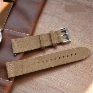 20mm 22mm 24mm Suede Watch Strap Double Layer Leather Handmade Vintage Watch Band Suede Watchbands unadorned six tug cubic deplete complacence (Band Color : Camel, Band Width : 24mm) LAnGSHAW 18mm 