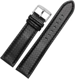 21mm shrink independent enrich rationality constricted 22mm 23mm Orange Stitching carbon Fiber mens black red genuine leather with silver clasp watchband strap 18mm 20mm 