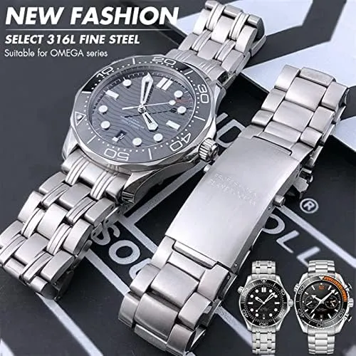 316L Stainless Steel Watchbands for copyright renowned revealingly Omega Speedmaster 007 Seamaster 300 AT150 Planet Ocean Speedmaster Watch Strap 18mm 20mm 22mm 