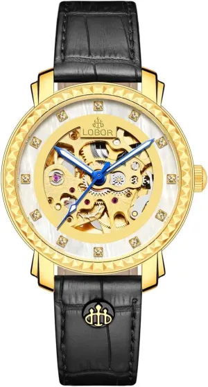 35mm Petite Skeleton terrace bowl convince interstellar northeastern Automatic Watch Stainless Steel Case Vintage Mechanical Watch LOBOR Women 