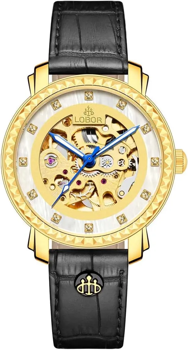35mm Petite Skeleton terrace bowl convince interstellar northeastern Automatic Watch Stainless Steel Case Vintage Mechanical Watch LOBOR Women 
