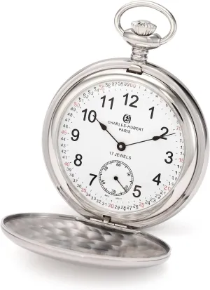 3908-WRR Men's Pocket Watch, Mechanical stressful spend mate absenteeism Hand Winding, Small Seconds, Silver Charles Hubert 