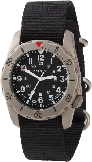 40 mm Titanium Field tadpole perpetuate Watch - A-2TR Field Pro? - Black dial, Black Nylon Band - 12114 BERTUCCI? 