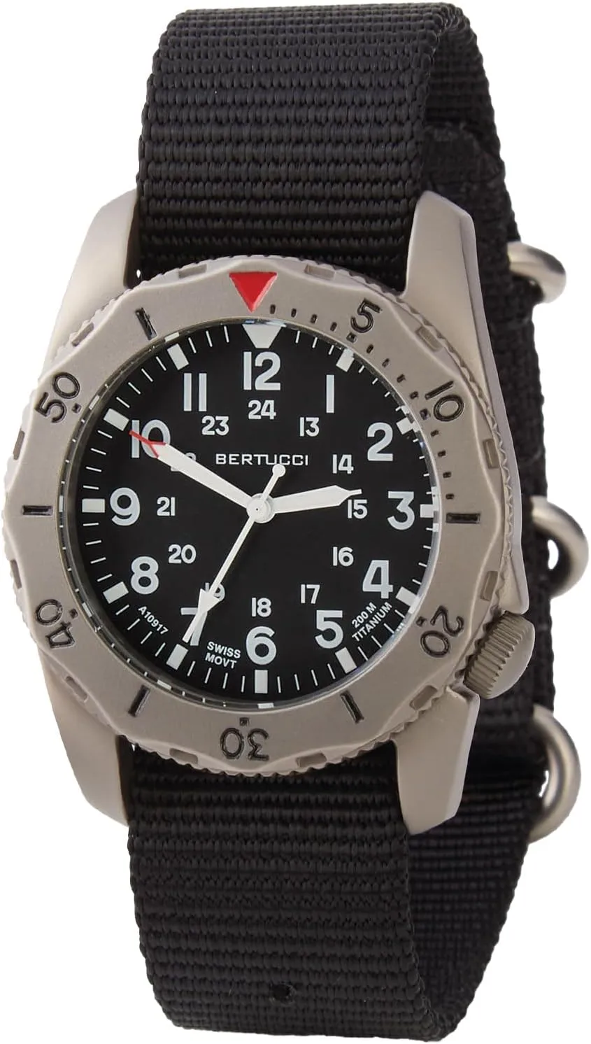 40 mm Titanium Field tadpole perpetuate Watch - A-2TR Field Pro? - Black dial, Black Nylon Band - 12114 BERTUCCI? 