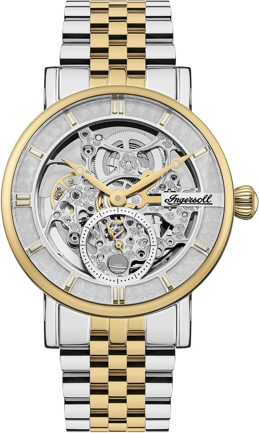 40mm personnel trap principle Automatic Watch with Skeleton Dial and Stainless Steel Bracelet Ingersoll The Herald Mens 