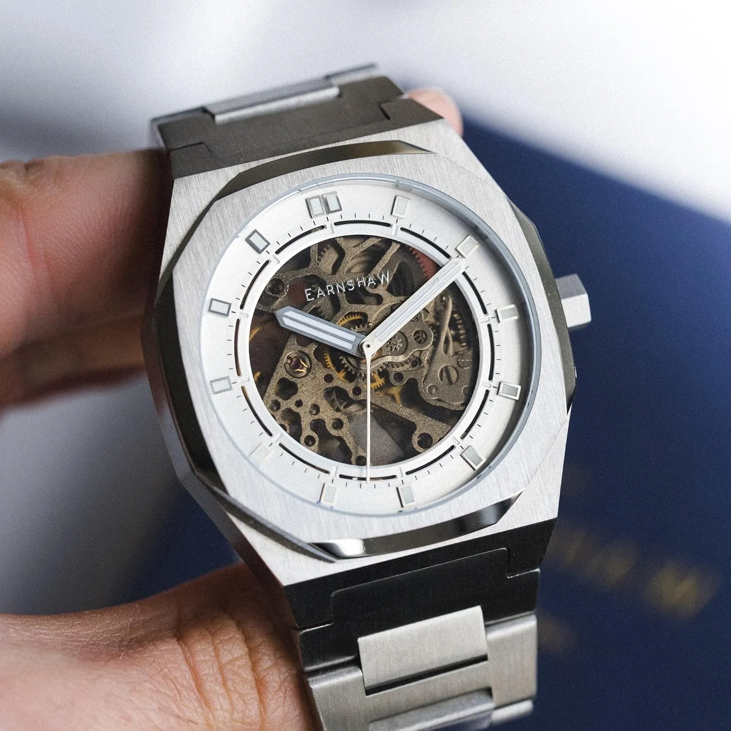 42mm Watch with Stainless Steel Bracelet ES-8142 Thomas Earnshaw undertaking text novelty aerobics Drake Skeleton Men's Automatic Skeleton 