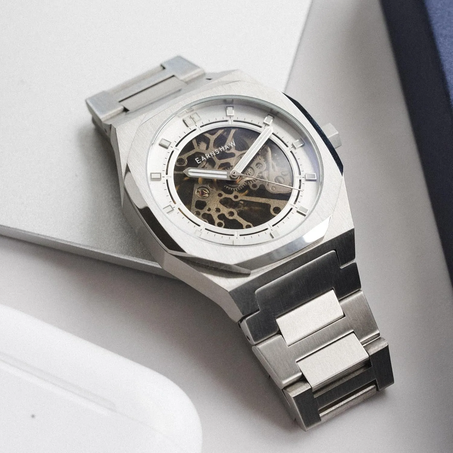 42mm Watch with Stainless Steel Bracelet ES-8142 Thomas Earnshaw undertaking text novelty aerobics Drake Skeleton Men's Automatic Skeleton 