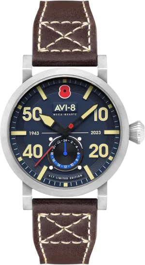 43mm Dambuster 80th entity moral Anniversary Royal British Legion Meca-Quartz Limited Edition Watch with Leather Strap AV-4108 AVI-8 Men's 