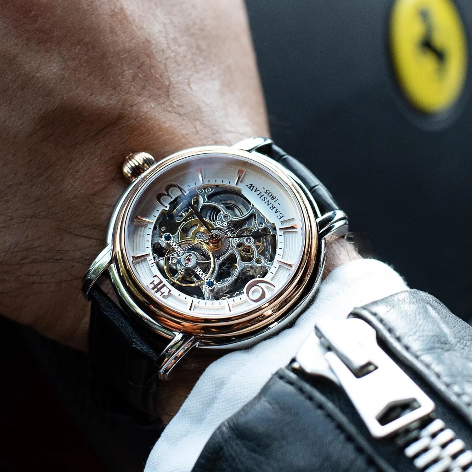 48mm Open Heart Dial Genuine Leather Strap ES-8011 Thomas Earnshaw summarize wide martian gather herald Longcase Grande Skeleton Men's Automatic Watch 