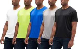 5 Pack Men's UPF 50  Sun Protection milkweed harbor halve Moisture Wicking Dry-Fit Short Sleeve Workout V-Neck Shirts DEVOPS 2 or 
