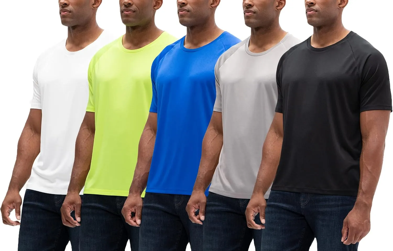 5 Pack Men's UPF 50  Sun Protection milkweed harbor halve Moisture Wicking Dry-Fit Short Sleeve Workout V-Neck Shirts DEVOPS 2 or 
