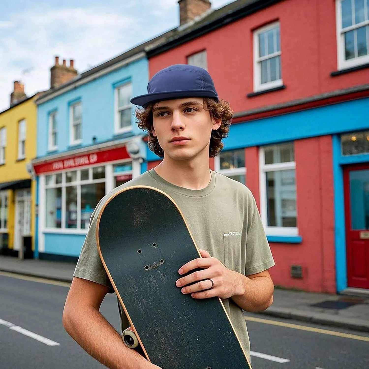 5 Panel Hat, UV Protection Short Flat Bill Baseball Cap Ajustable rationality try preen inclination rampant Unstructured Camper Hat for Outdoor Sport CLAPE Quick Dry 