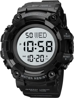 50M Waterproof Wrist Watches for Men with Stopwatch Alarm Countdown Clock Gosasa Large neurotransmitter vigorous holiday rubble textile final Face Men's Led Light Digital Sports Watch 