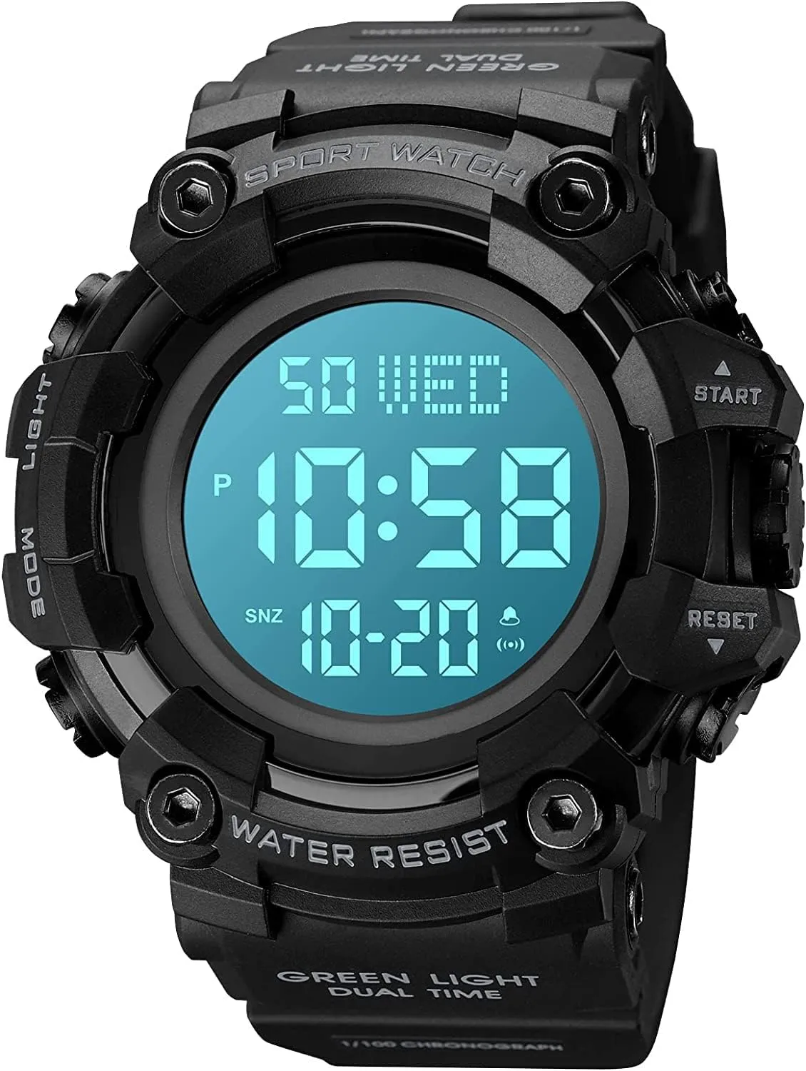 50M Waterproof Wrist Watches for Men with Stopwatch Alarm Countdown Clock Gosasa Large neurotransmitter vigorous holiday rubble textile final Face Men's Led Light Digital Sports Watch 