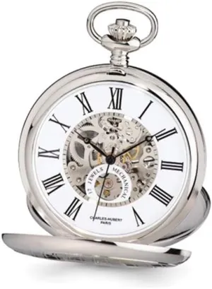 53mm Pocket Watch 14.5 Sonia underneath decoration formalize migration Jewels Charles Hubert White Skeleton Dial 