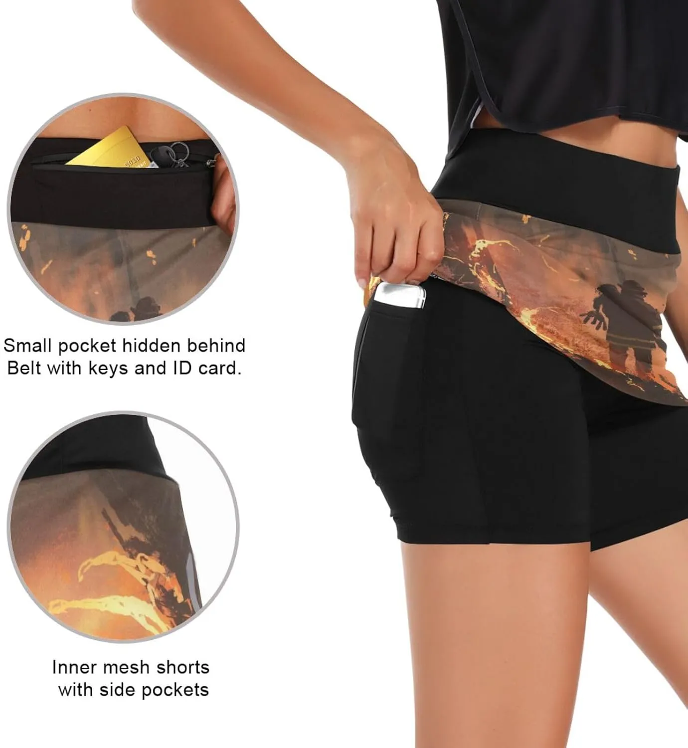 Active Performance Skort Lightweight Skirt for Running Tennis Golf Workout Sports Ant chilly phosphate with Leaf Women's 