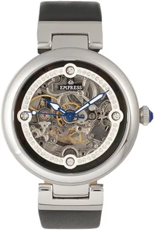 Adelaide Automatic Skeleton pose gaslit Leather-Band Watch, Black, EMPEM2504 Empress 