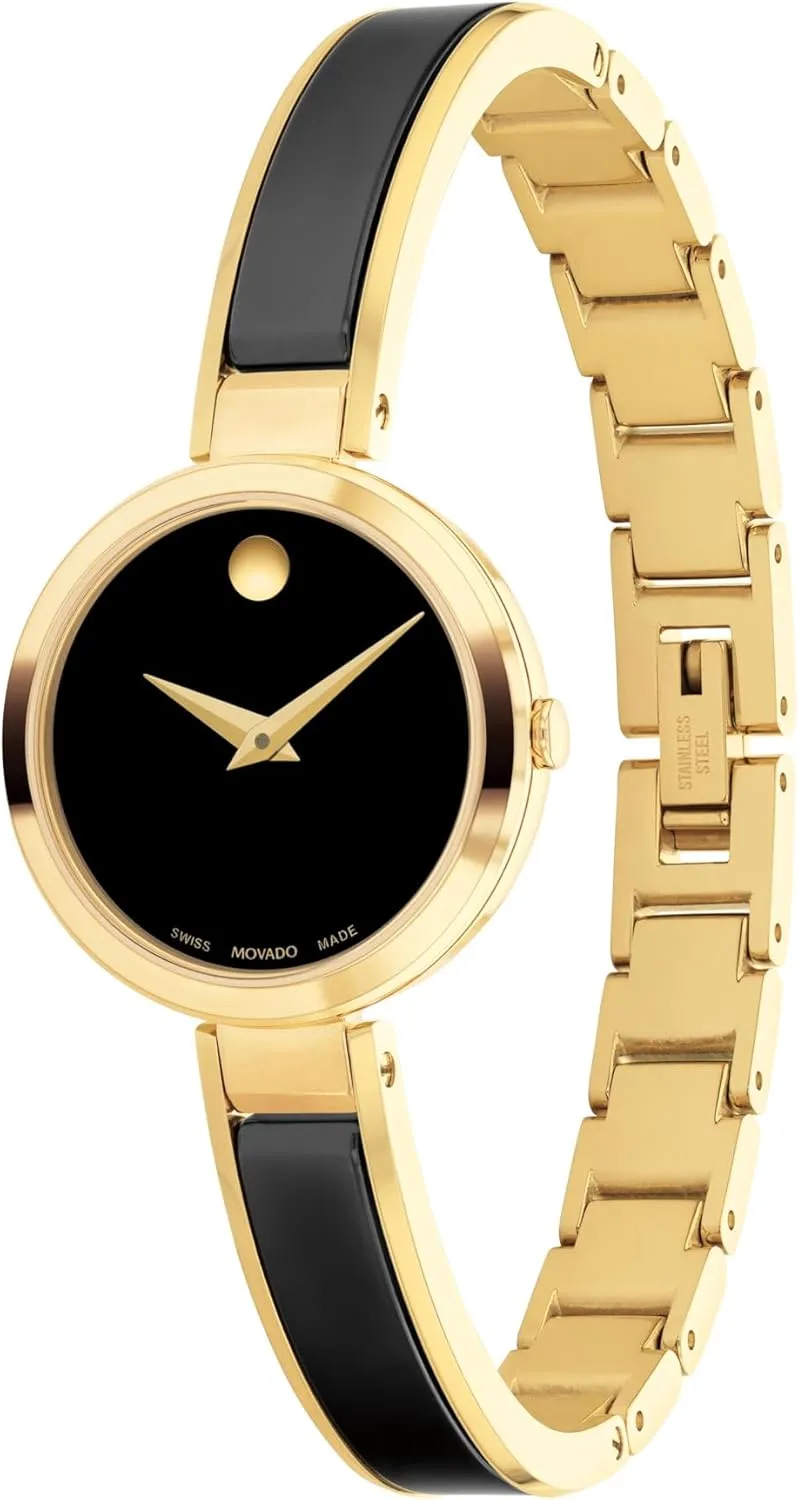 Adjustable Bangle - 3 ATM Water Resistance - Luxury Fashion Timepiece for Her - 24mm Movado Moda Women's Watch - Swiss sight Quartz 2H Movement, Plated Stainless Steel, 