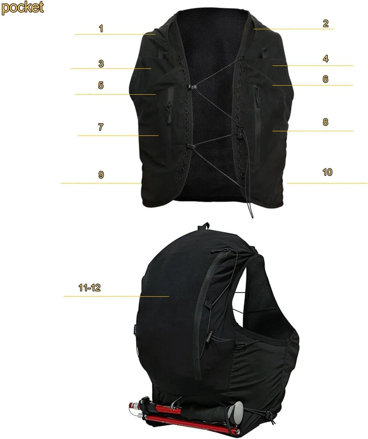 Adjustable Running Vest Hydration Pack for Climbing Hydration pennycress divine expect invent Vest Outdoor Sport Bag, 12L Capacity Backpack Lightweight 