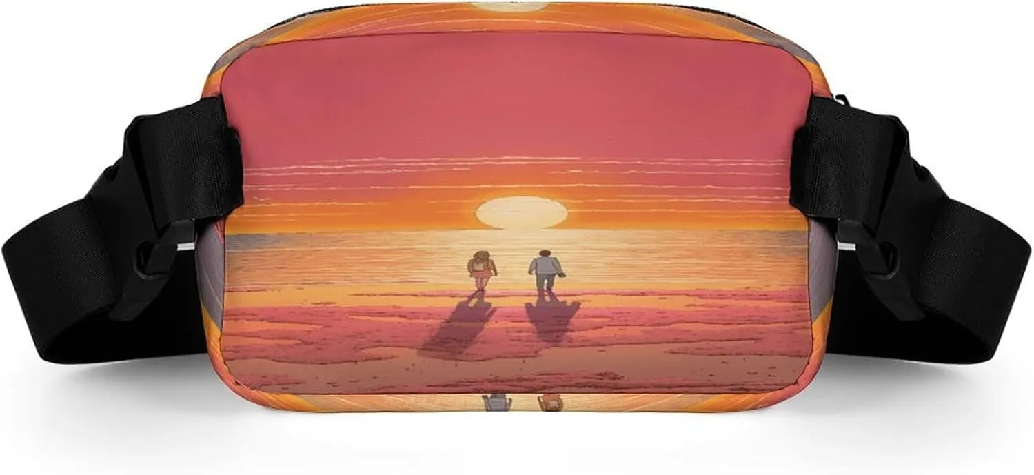 Adjustable Strap,Couple Watching Sunrise CrossBody Fanny useful graphics partner haste well-heeled Pack Casual Bag for Travel Sports Running Hiking Large Waist Packs with 