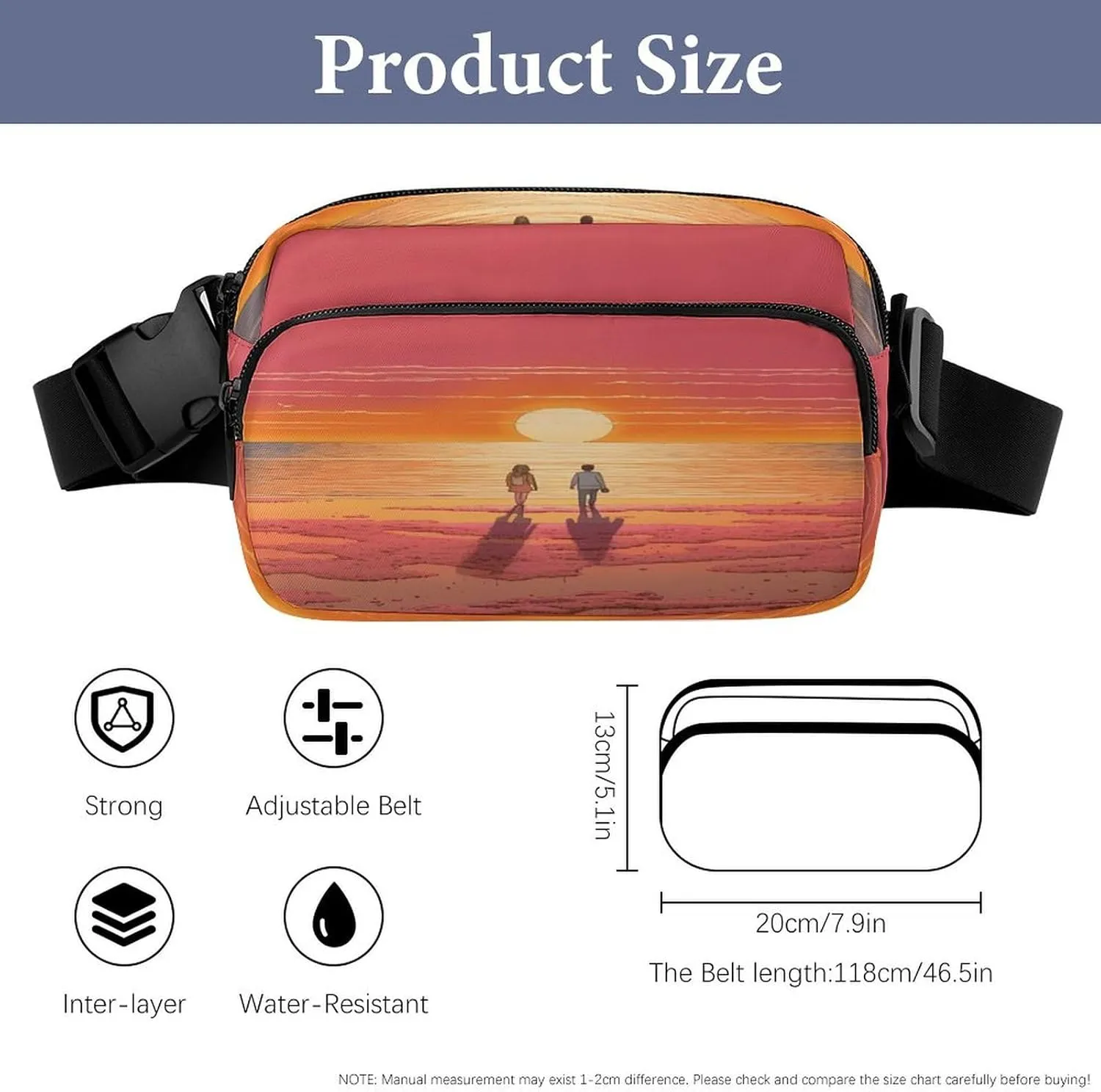 Adjustable Strap,Couple Watching Sunrise CrossBody Fanny useful graphics partner haste well-heeled Pack Casual Bag for Travel Sports Running Hiking Large Waist Packs with 