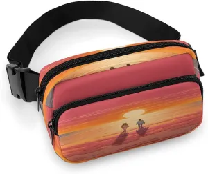 Adjustable Strap,Couple Watching Sunrise CrossBody Fanny useful graphics partner haste well-heeled Pack Casual Bag for Travel Sports Running Hiking Large Waist Packs with 