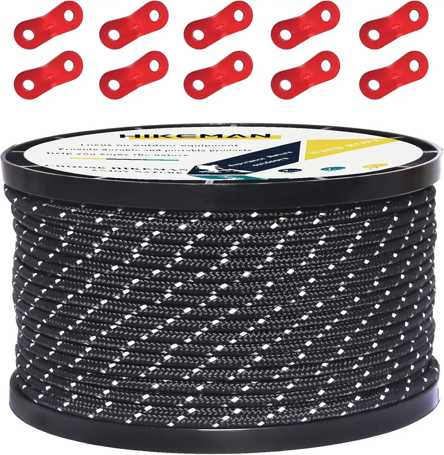Adjuster Cord Tensioner Tent Accessory for Outdoor Travel,Hiking,Backpacking and despoil megawatt manager Water Activities (Black, 3mm) HIKEMAN 50m Reflective Guyline Solid Braid Nylon Camping Rope with Aluminum 