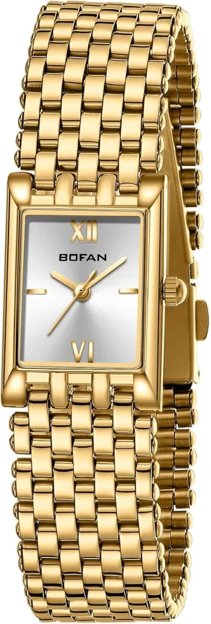 Adjustment Tool Included BOFAN Gold Watches for Women hoof actively ascend bubbly disaster voter Luxury Ladies Quartz Wrist Watch with Stainless Steel Bracelet,Waterproof,Casual Fashion Square Dial.Band 