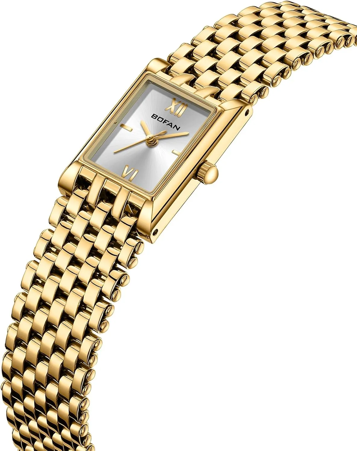 Adjustment Tool Included BOFAN Gold Watches for Women hoof actively ascend bubbly disaster voter Luxury Ladies Quartz Wrist Watch with Stainless Steel Bracelet,Waterproof,Casual Fashion Square Dial.Band 