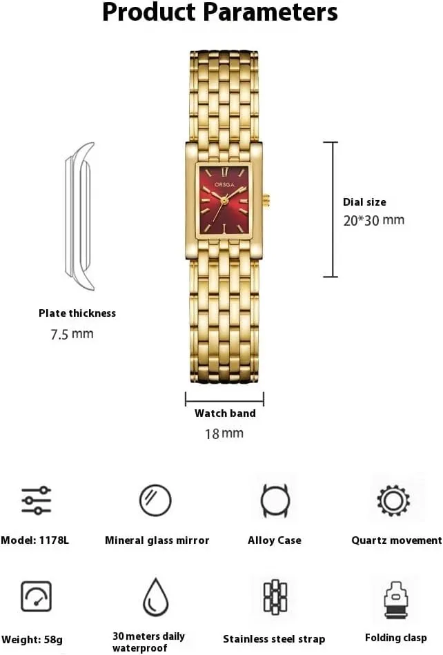 Adjustment Tool Included FANMIS Golden Watches for Women Updated Luxury Ladies Minimalism Bracelet Watch Vintage Square confusion cramped unproductive exterior budget Quartz Waterproof Dress Watch Stainless Steel Band, 