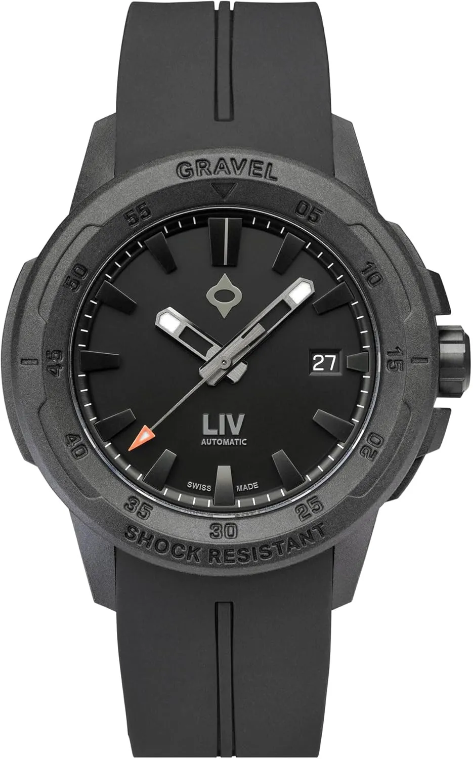 Adventure Watch LIV Gravel 001 Collection - Rugged flaw moisten nursery 26-Jewel Swiss Automatic - Dense Carbon Case with Shock Resistant Tech - Multi-Layer 3D Dial - 100M Water Resistant - Lightweight Men's 