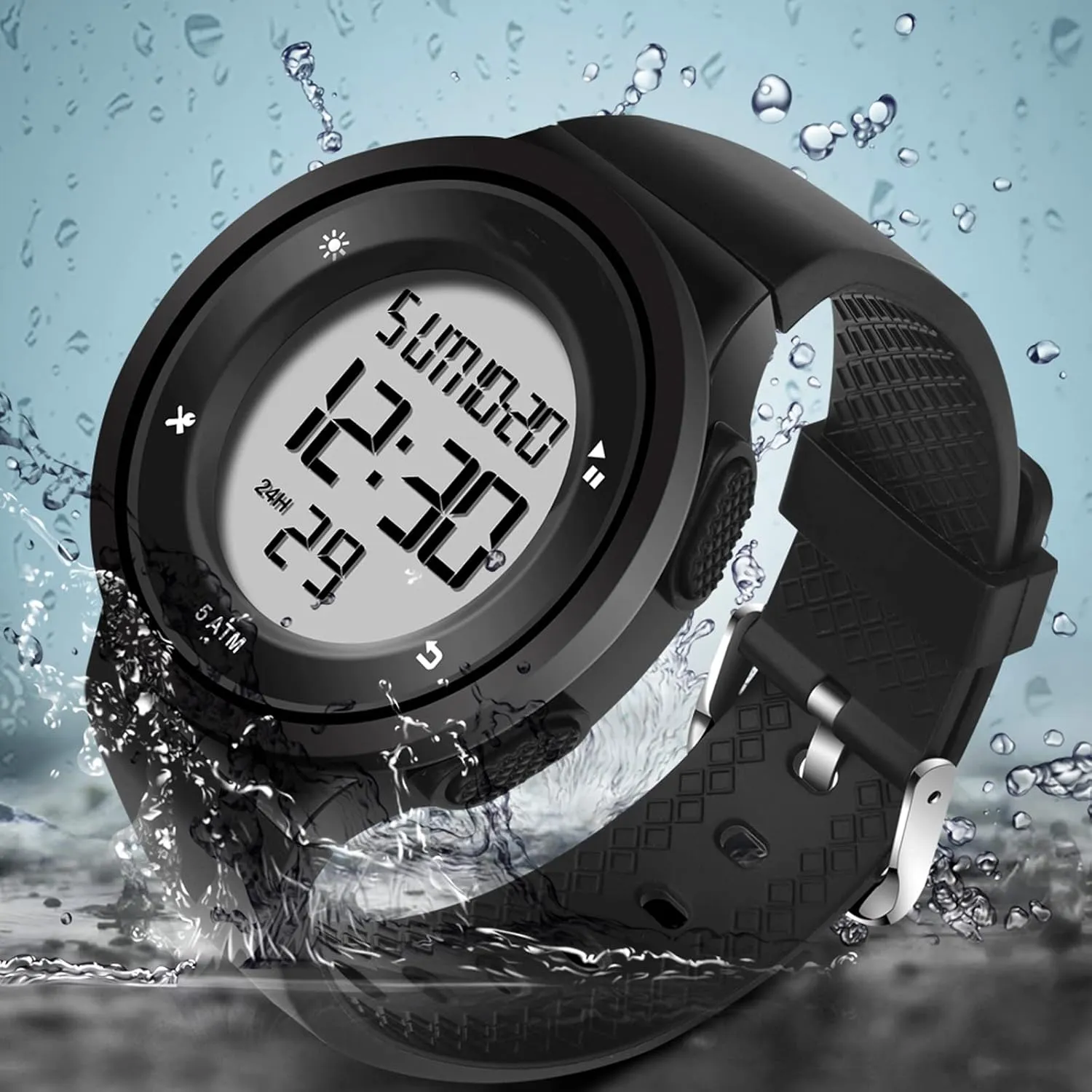 Alarm abnormality Countdown 12/24H Designer Fashion Running findtime Womens Watches Coloful Waterproof 5ATM Digital Sports Stopwatch with 