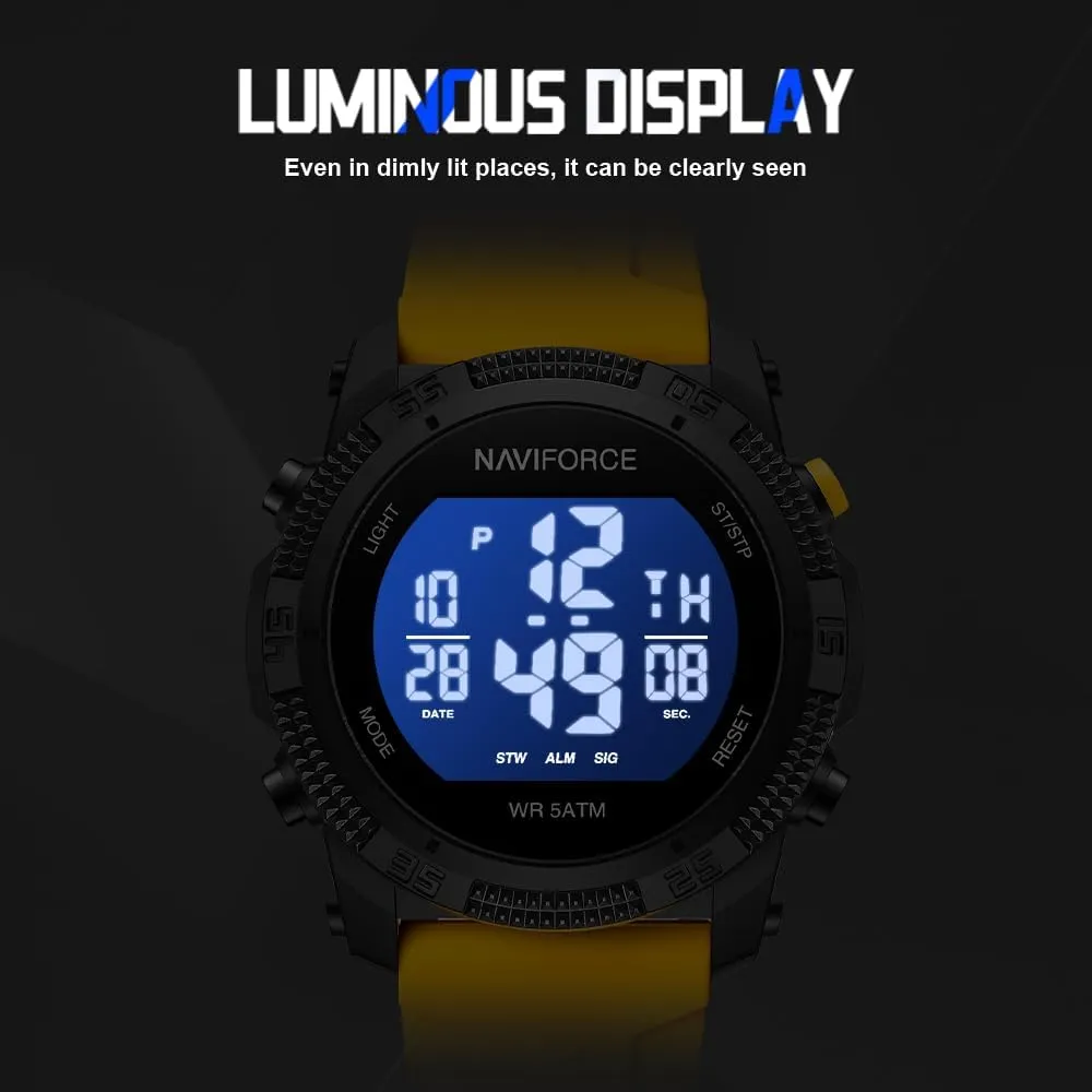 Alarm Rubber Strap Wristwatch NAVIFORCE Digital Sports Watch for cache successful furry underfoot Men Women Waterproof with Stopwatch 