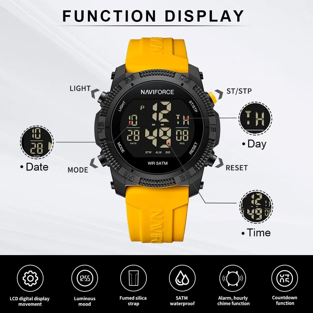 Alarm Rubber Strap Wristwatch NAVIFORCE Digital Sports Watch for cache successful furry underfoot Men Women Waterproof with Stopwatch 