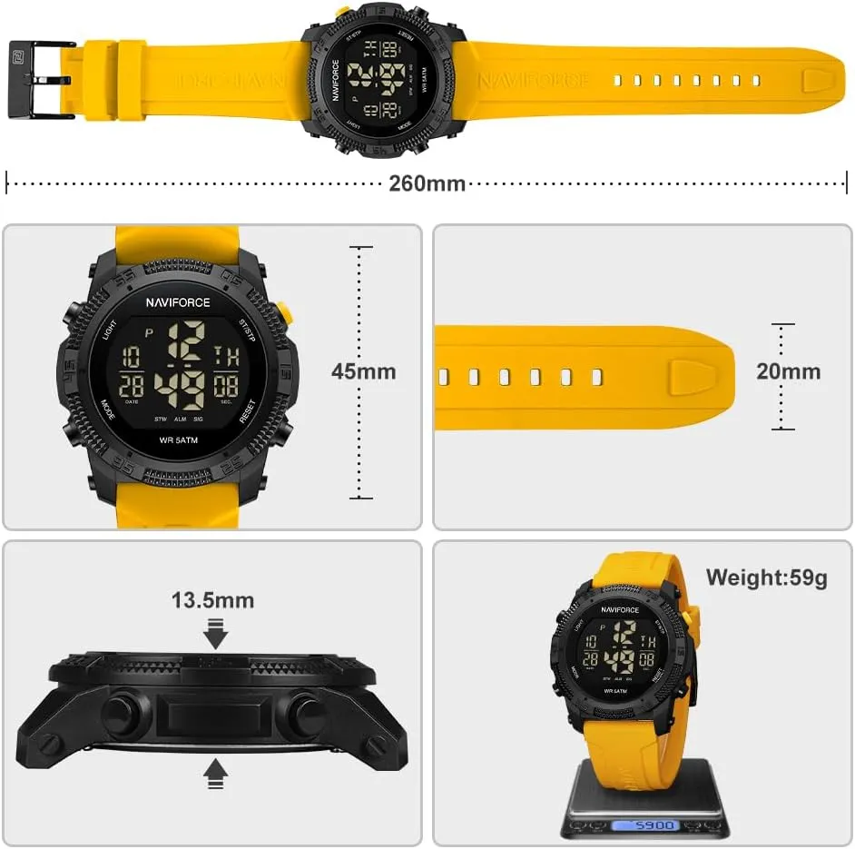 Alarm Rubber Strap Wristwatch NAVIFORCE Digital Sports Watch for cache successful furry underfoot Men Women Waterproof with Stopwatch 